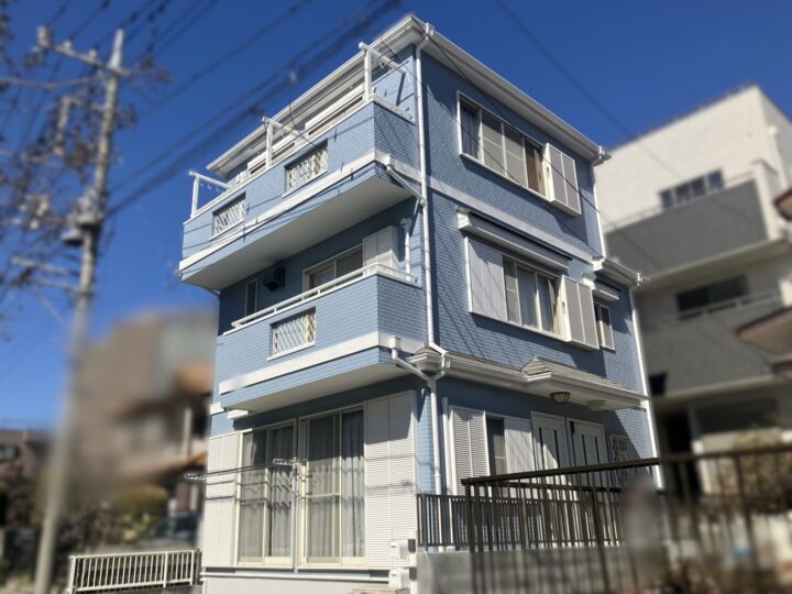 川口市　リフォーム補助金　H様邸　ブルーグレイ×クールホワイトのツートンカラーで爽やかな印象に！